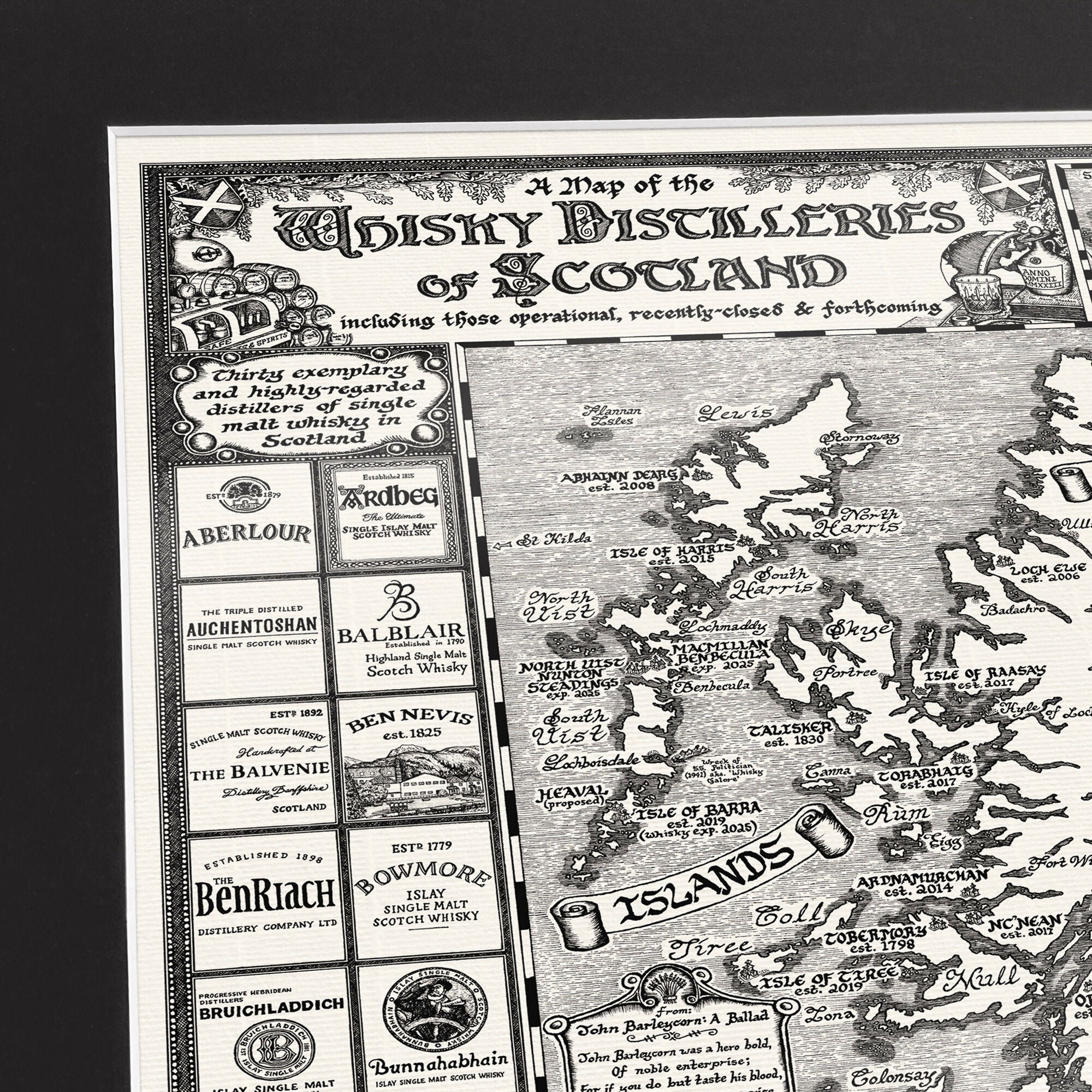 Scotland Whisky Map Hand Drawn Fine Art Print