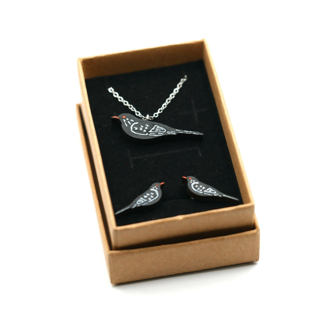 Blackbirds Necklace and Stud Earrings Set