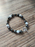 Tibetan Silver Toggle Catch Bracelet with Faceted Grey Hematite, Grey Veined Howlite & Copper Hematite.