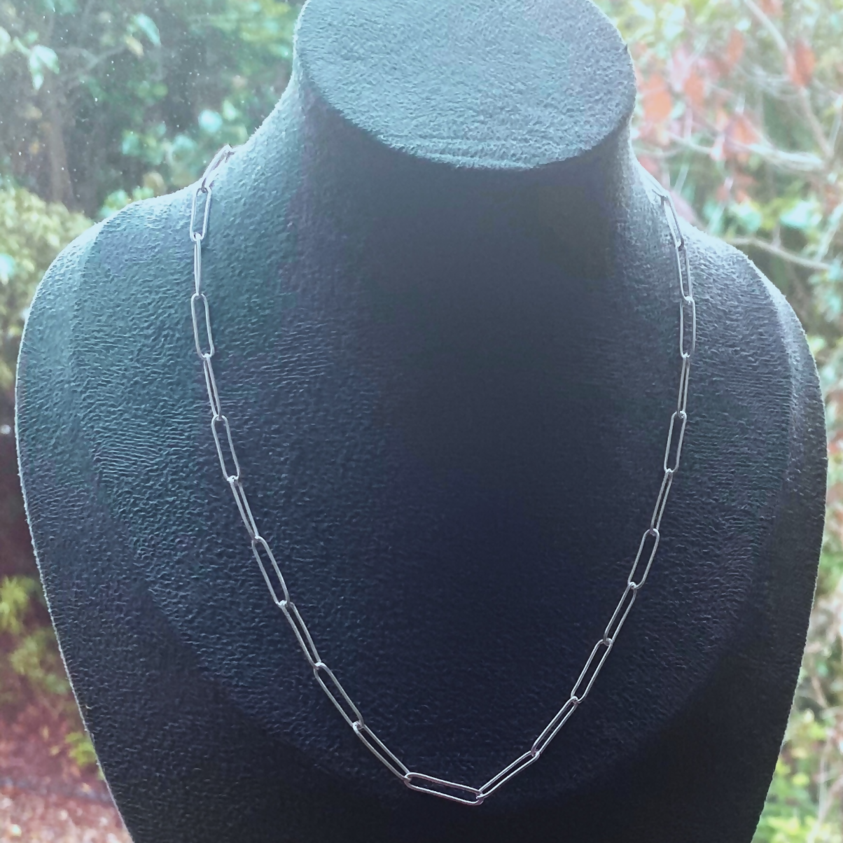 Sterling Silver Paper Clip Chain Necklace - 18 inches