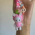 Pink Strawberry Bunny Felt Keyring