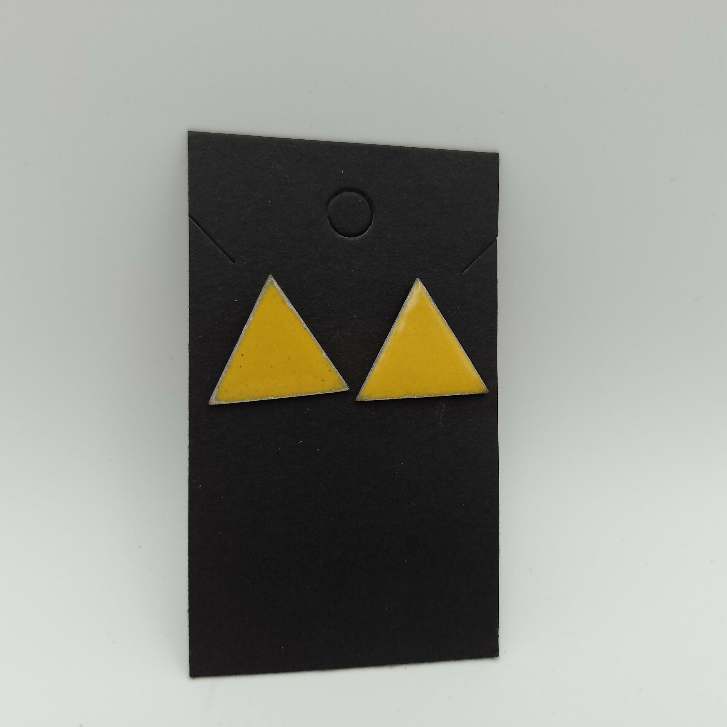 Yellow Enamel Triangle Stud Earrings