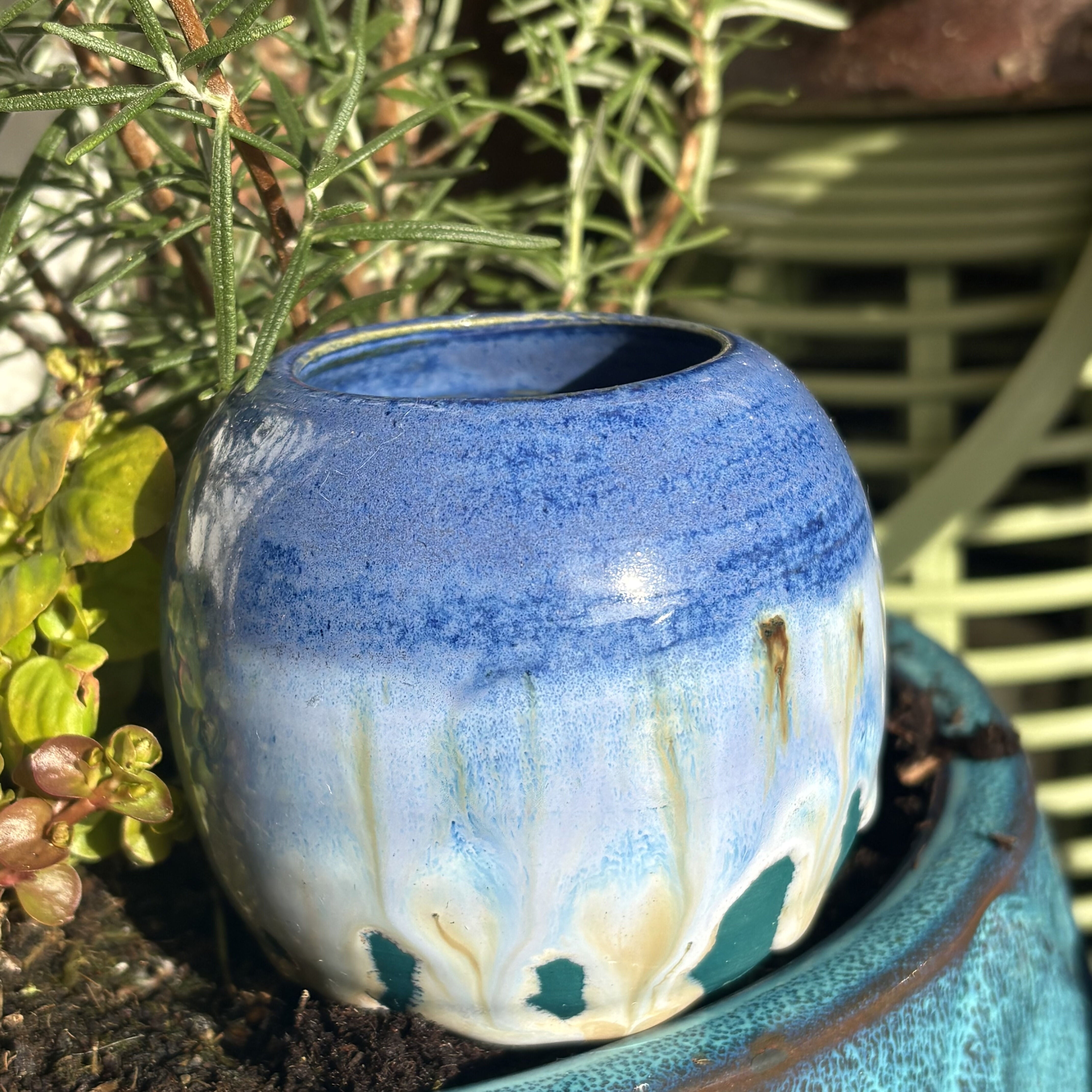 Blue and Dark Teal Globe Bowl
