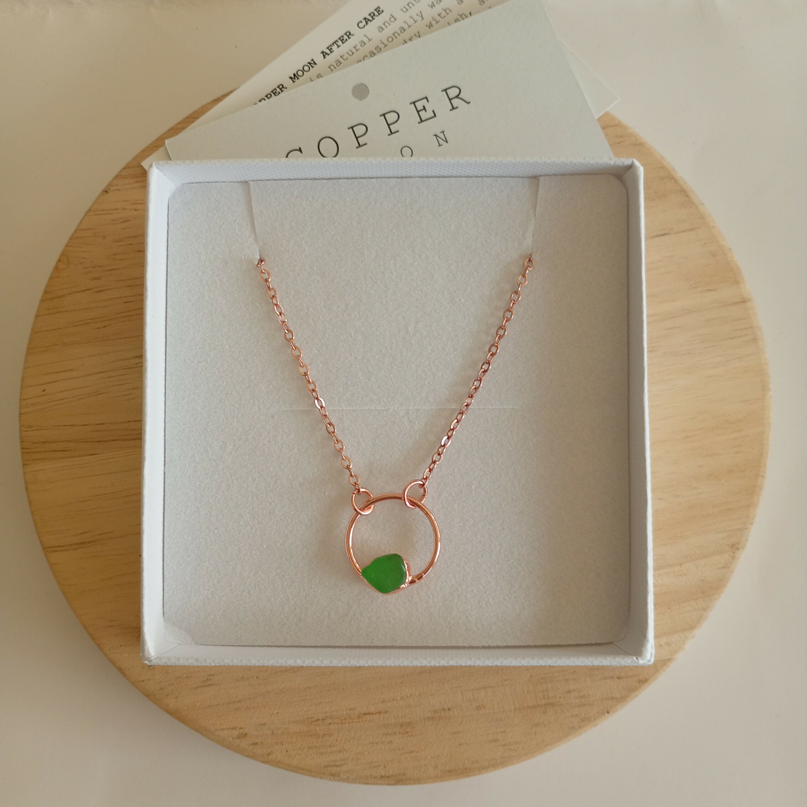 Green Seaglass Moon Necklace