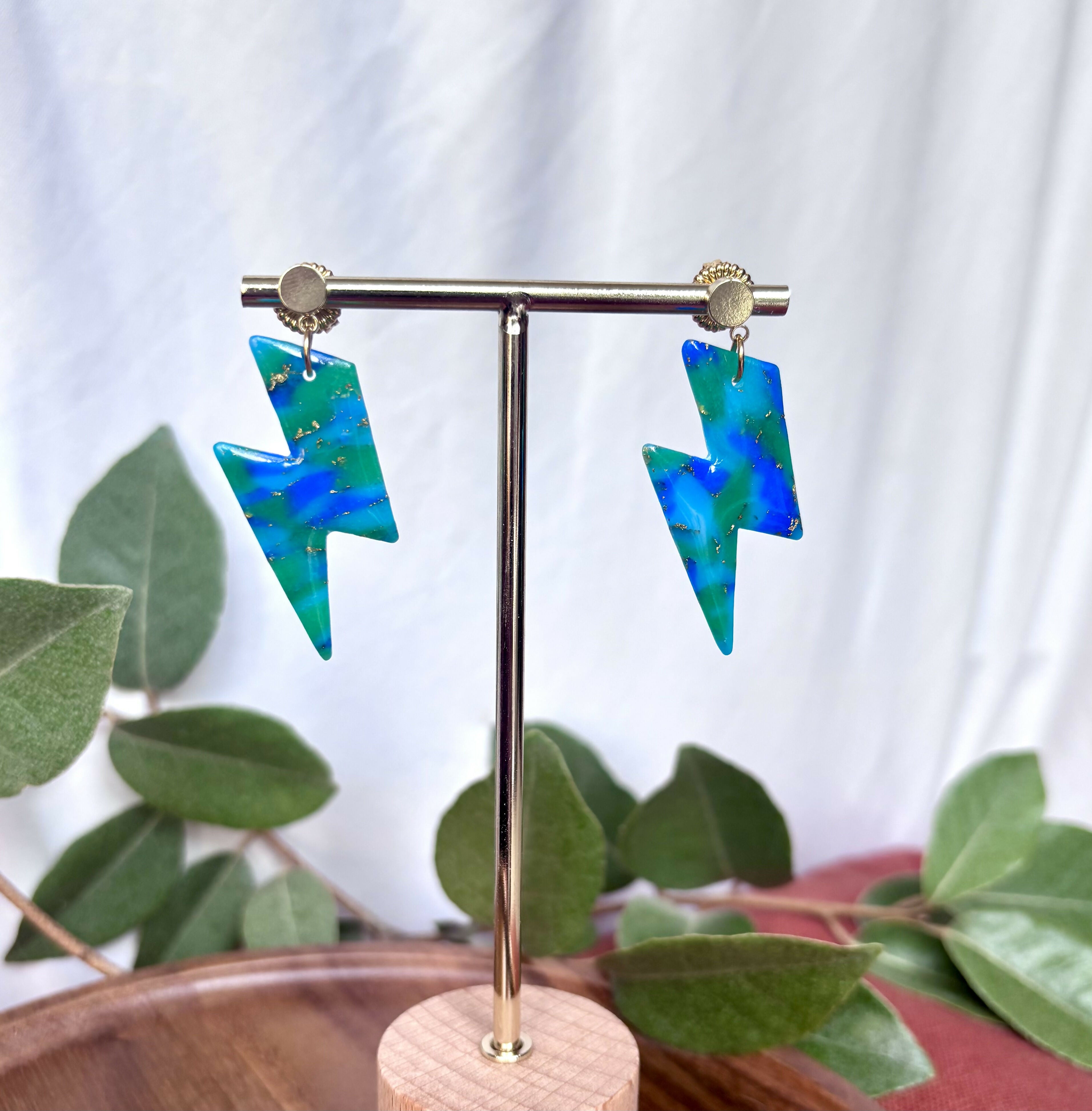 Ocean Dream Collection Polymer Clay Earrings Lightening Bolts