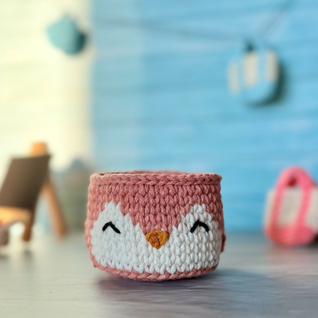 Crochet Miniature Penguin Basket
