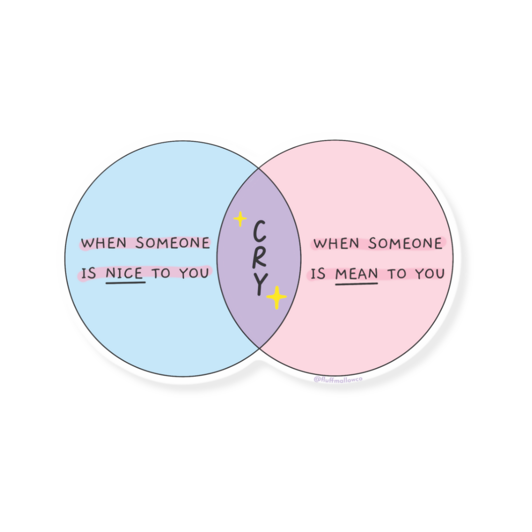 Cry When Happy and Sad Venn Diagram Sticker