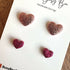Valentines Day Stud Earrings / Set of 2 pairs of Studs / Handmade Polymer Clay Jewellery