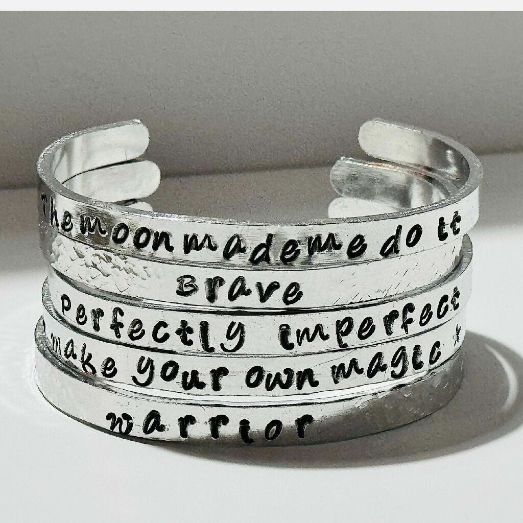 Hand Stamped Aluminium Affirmation Bangle