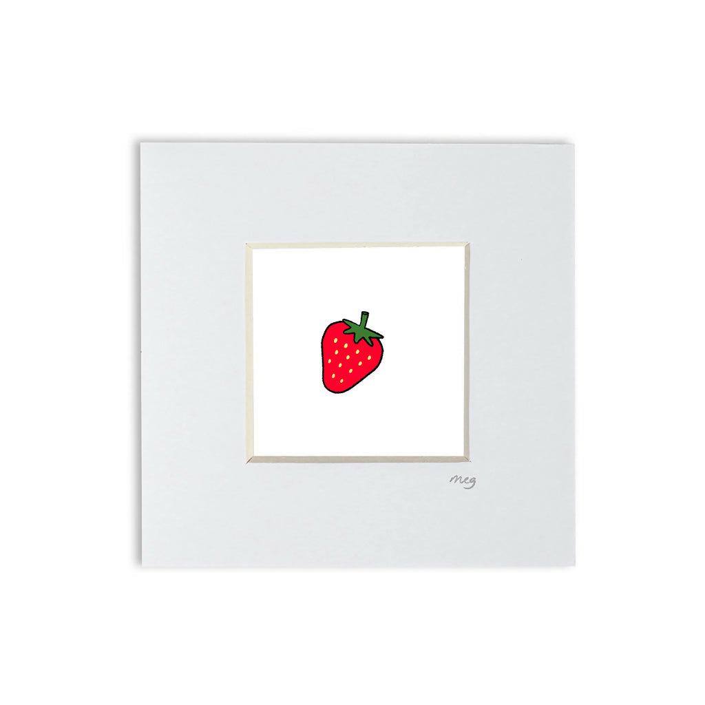Strawberry 4x4" Mounted Mini Print