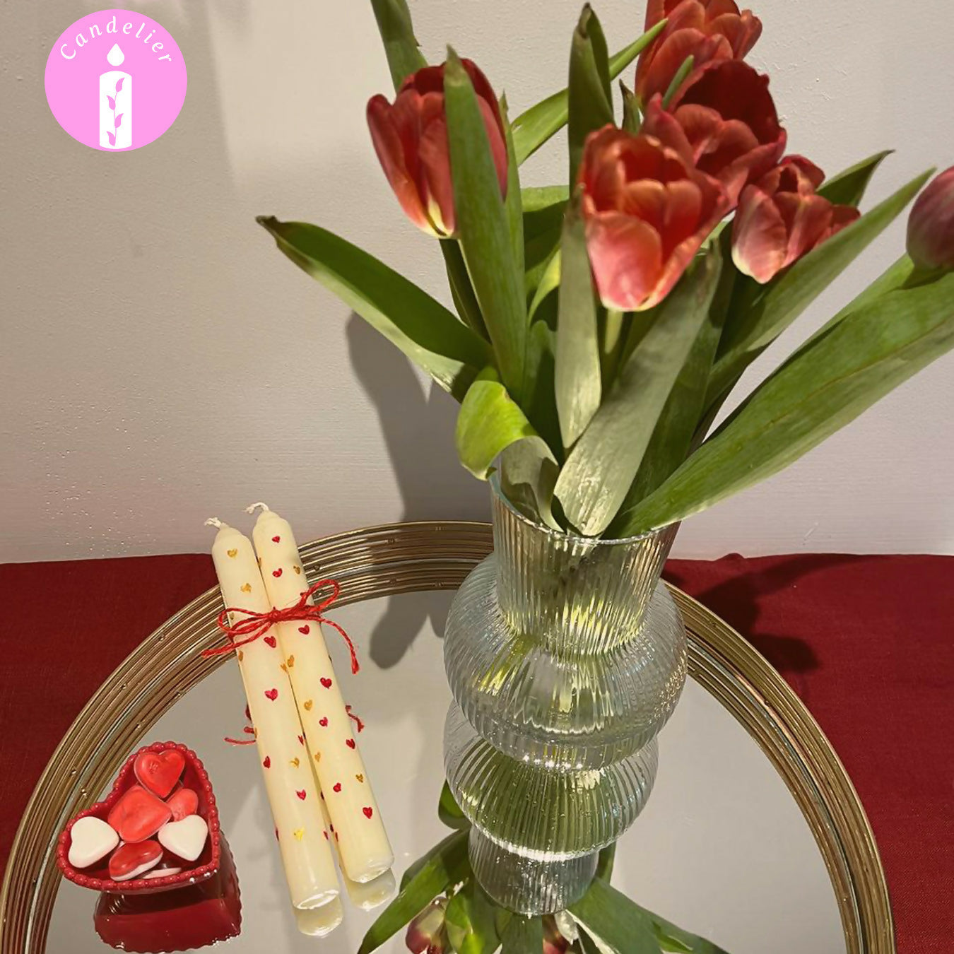 Hand Painted Candle, Heart Design