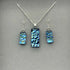 Green & Blue Raindrop Dichroic Glass Necklace and Earrings Set - Sterling Silver, Handmade by Jade Tapson Glass