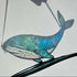 Textured Iridescent Green-Blue Whale Stained Glass Suncatcher