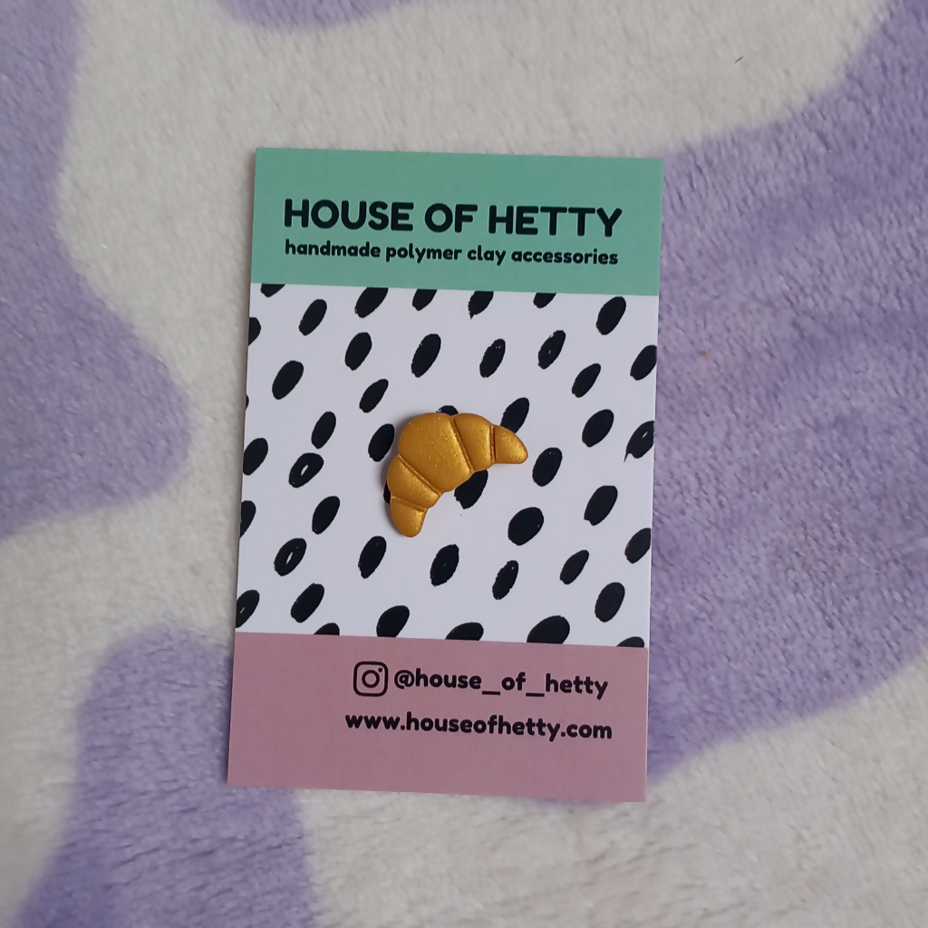 Polymer Clay Croissant Pin Badge