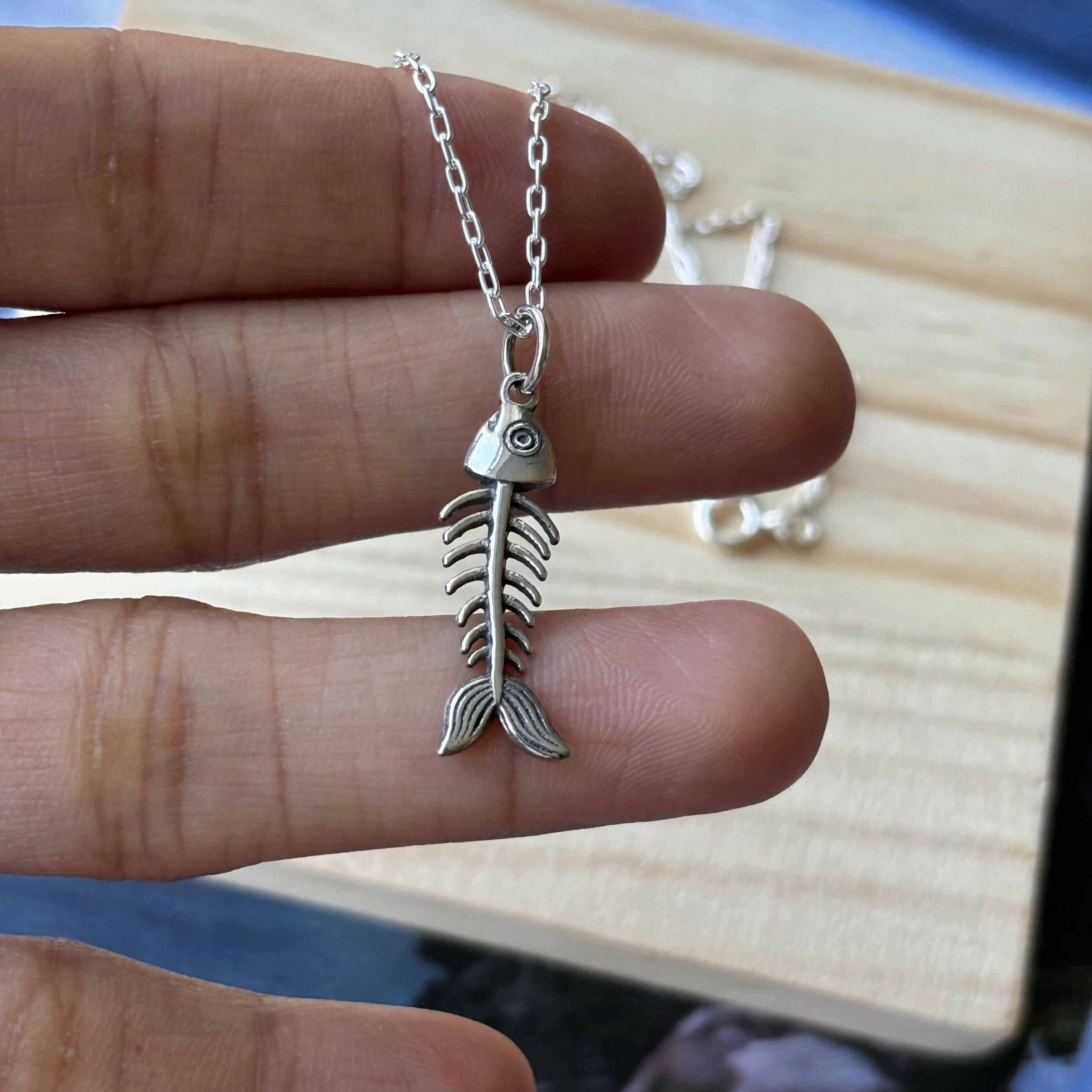 Sterling Silver Fishbone Necklace