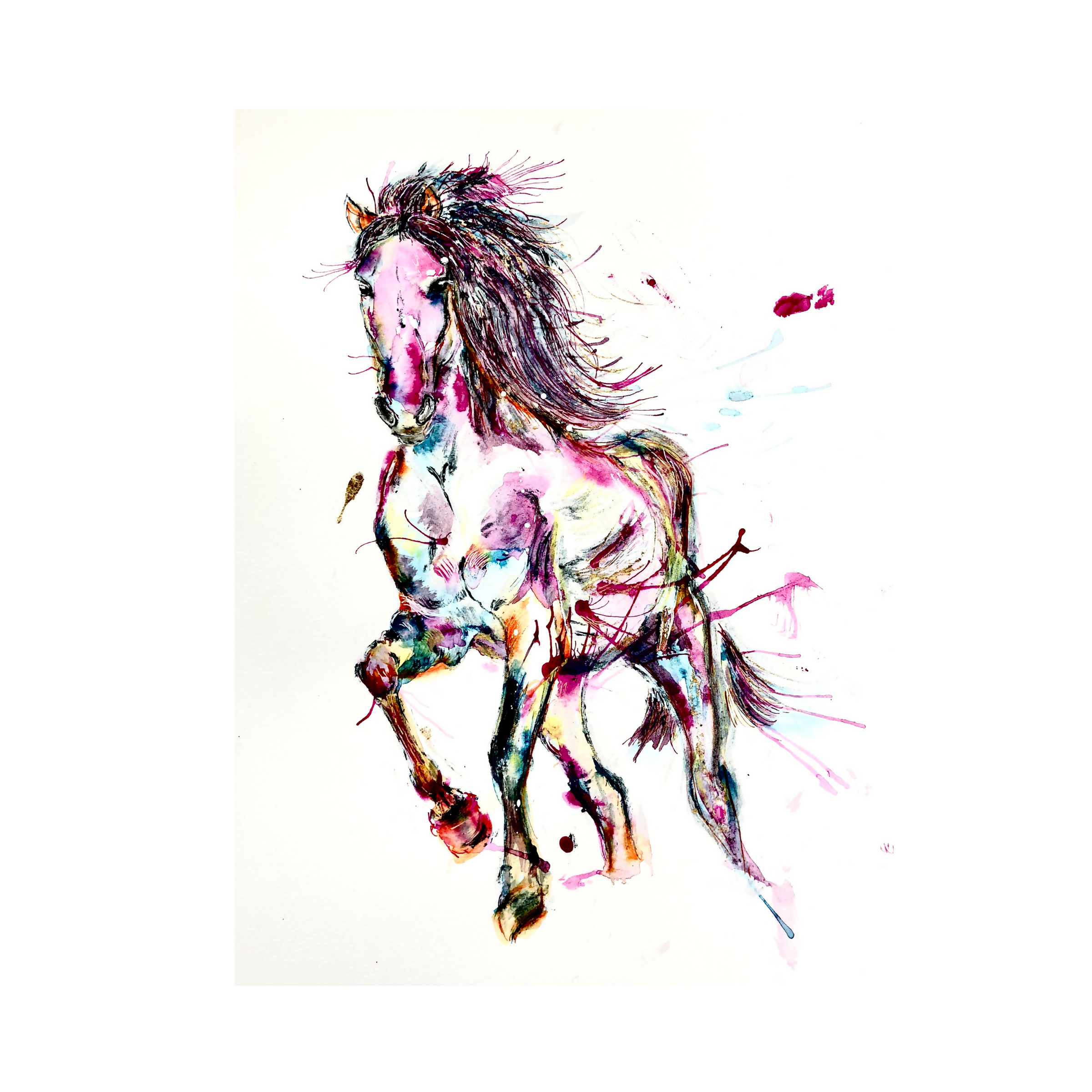 FINE ART PRINT OF PINK HORSE, PART OF THE 'ANIMAL ART COLLECTION'