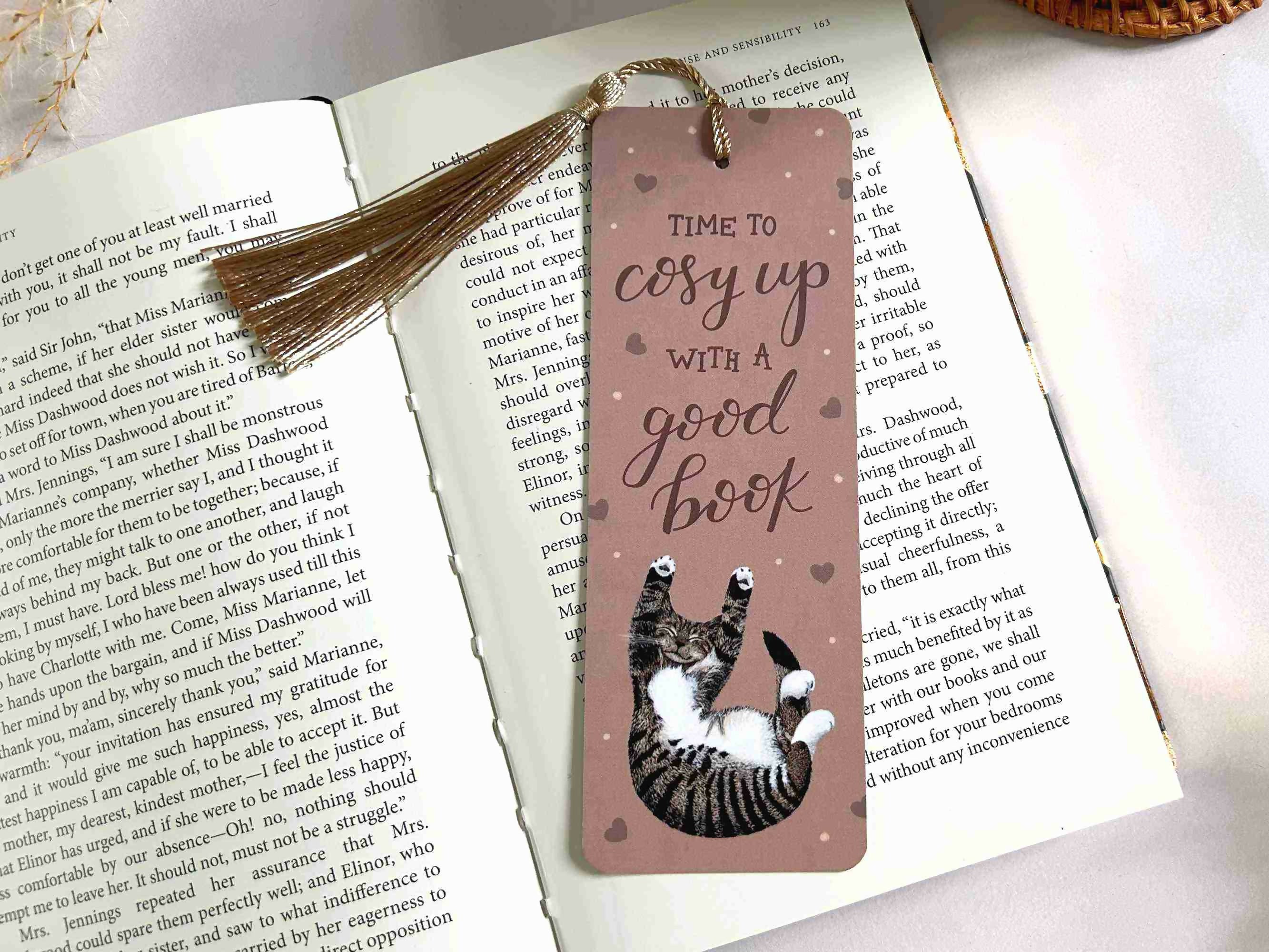 Tabby Cat Bookmark Beige