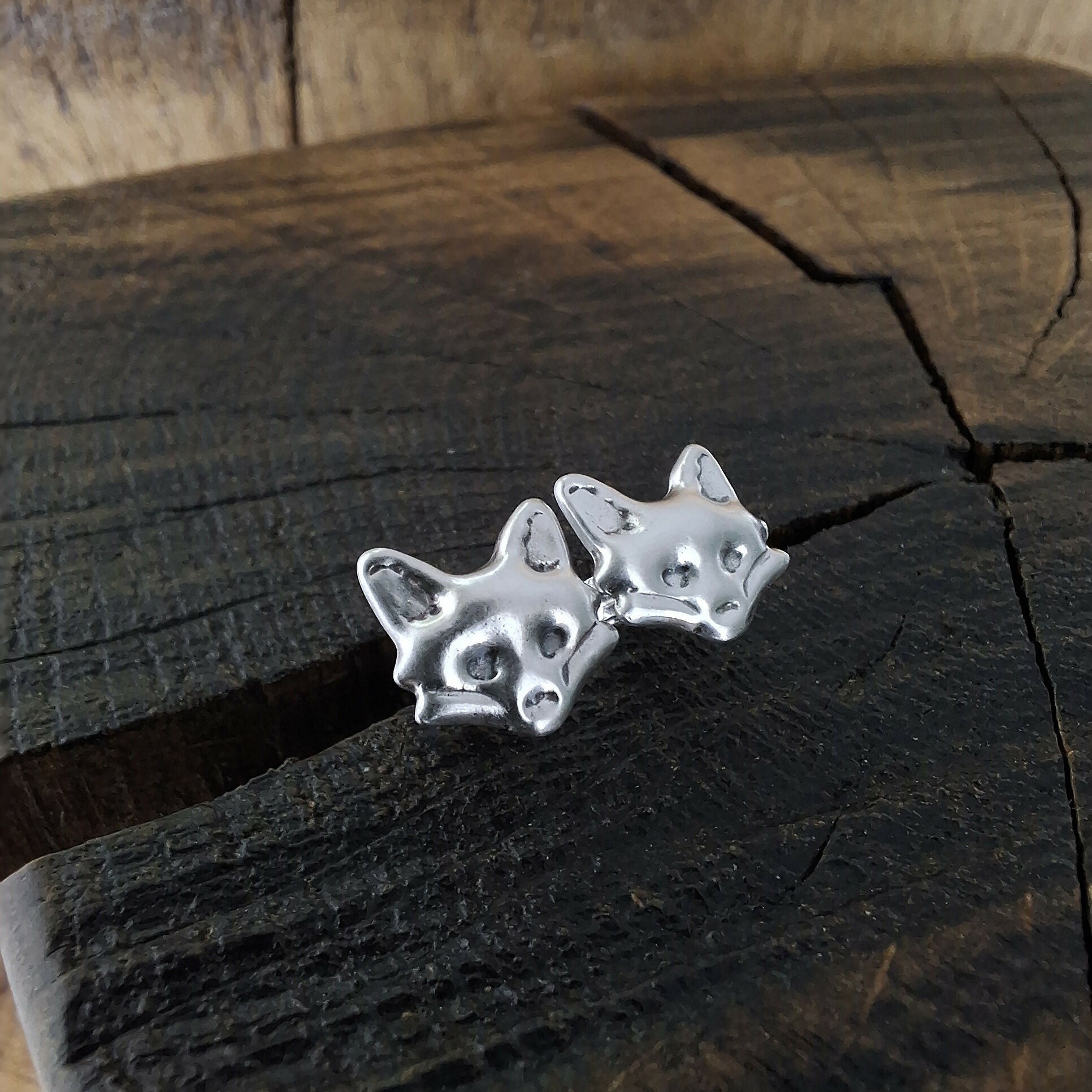 Handmade Silver Fox Studs