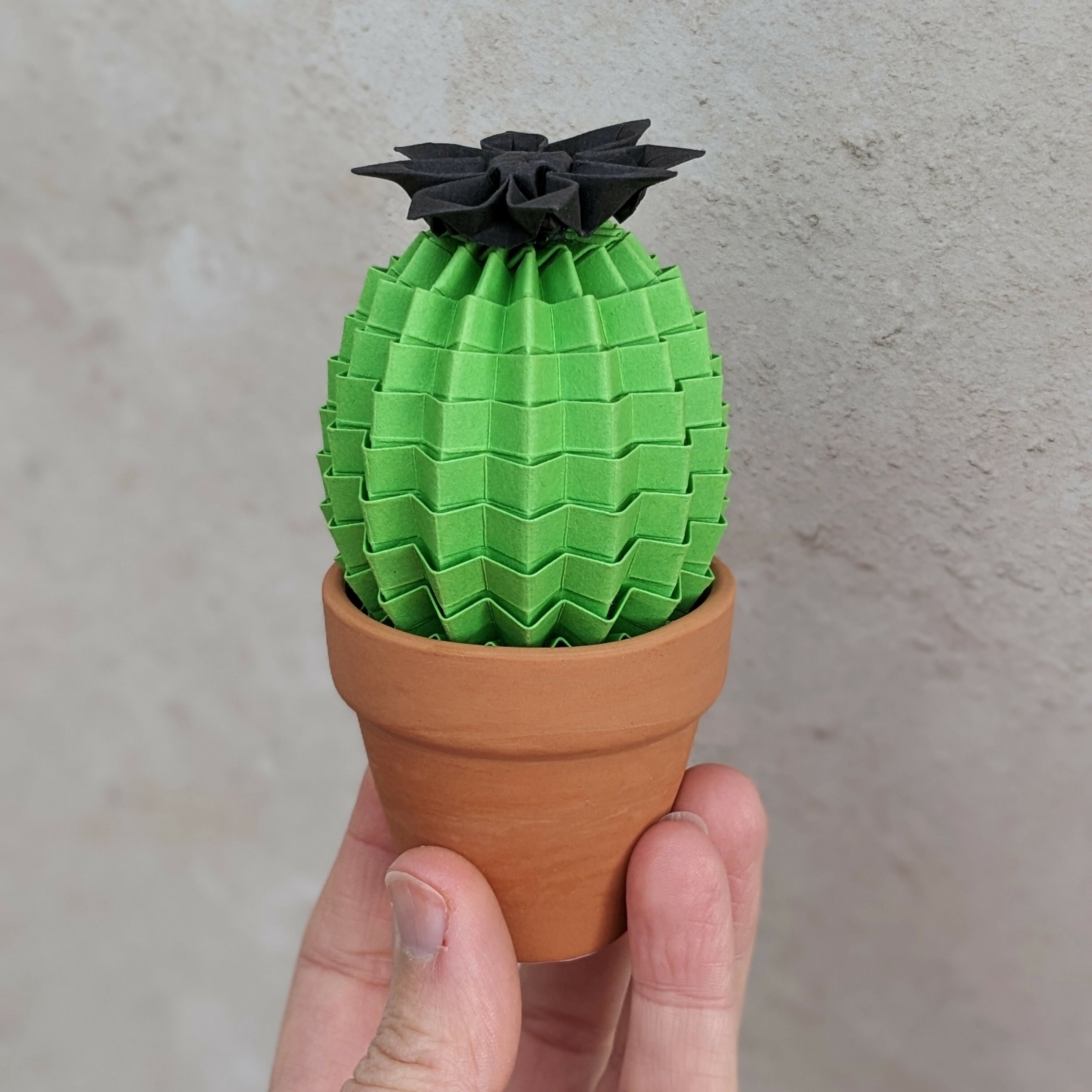 Origami Paper Cactus in Terracotta Pot