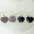 Sterling Silver and Raw Amethyst Heart Dangle Earrings