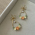 Orange and yellow floral earrings Teardrop