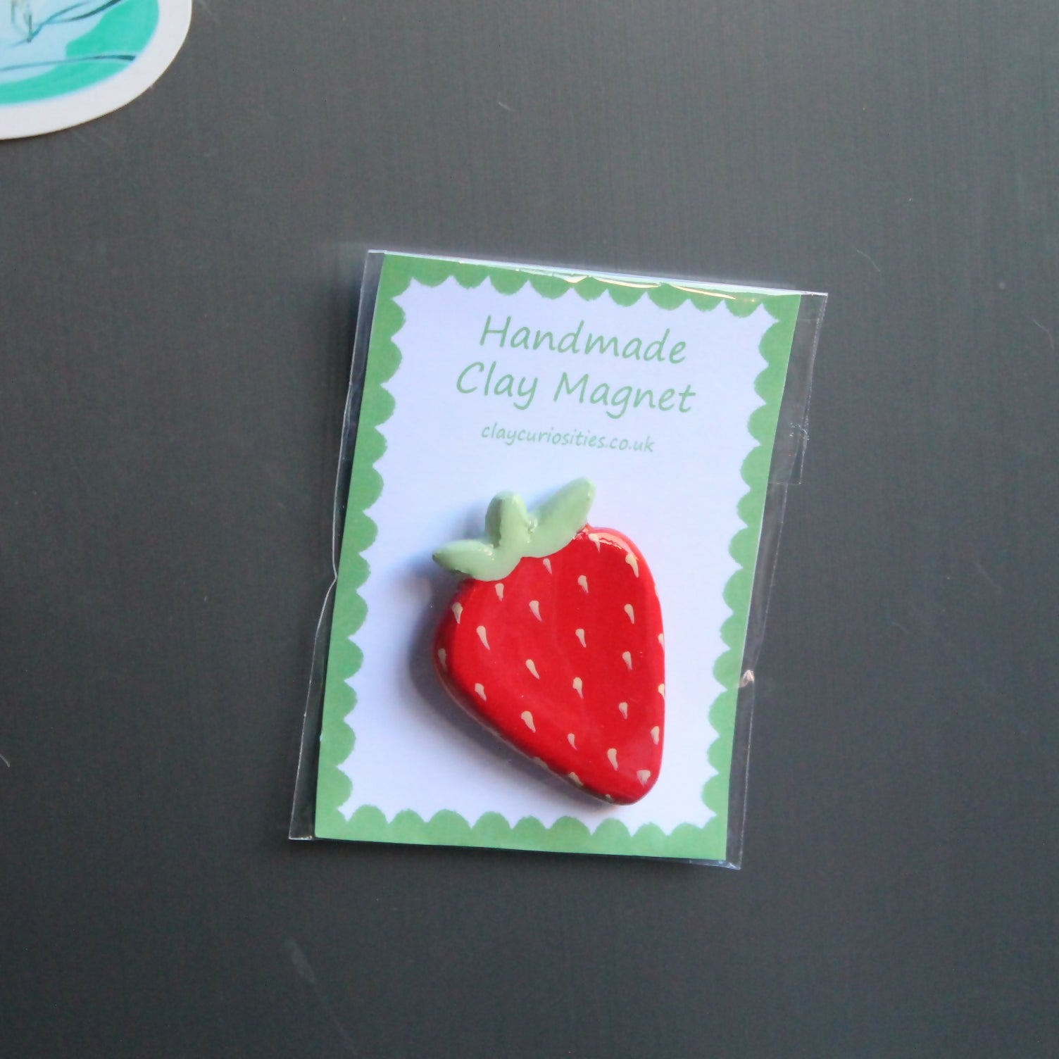 Handmade Air Dry Clay Red Strawberry Magnet