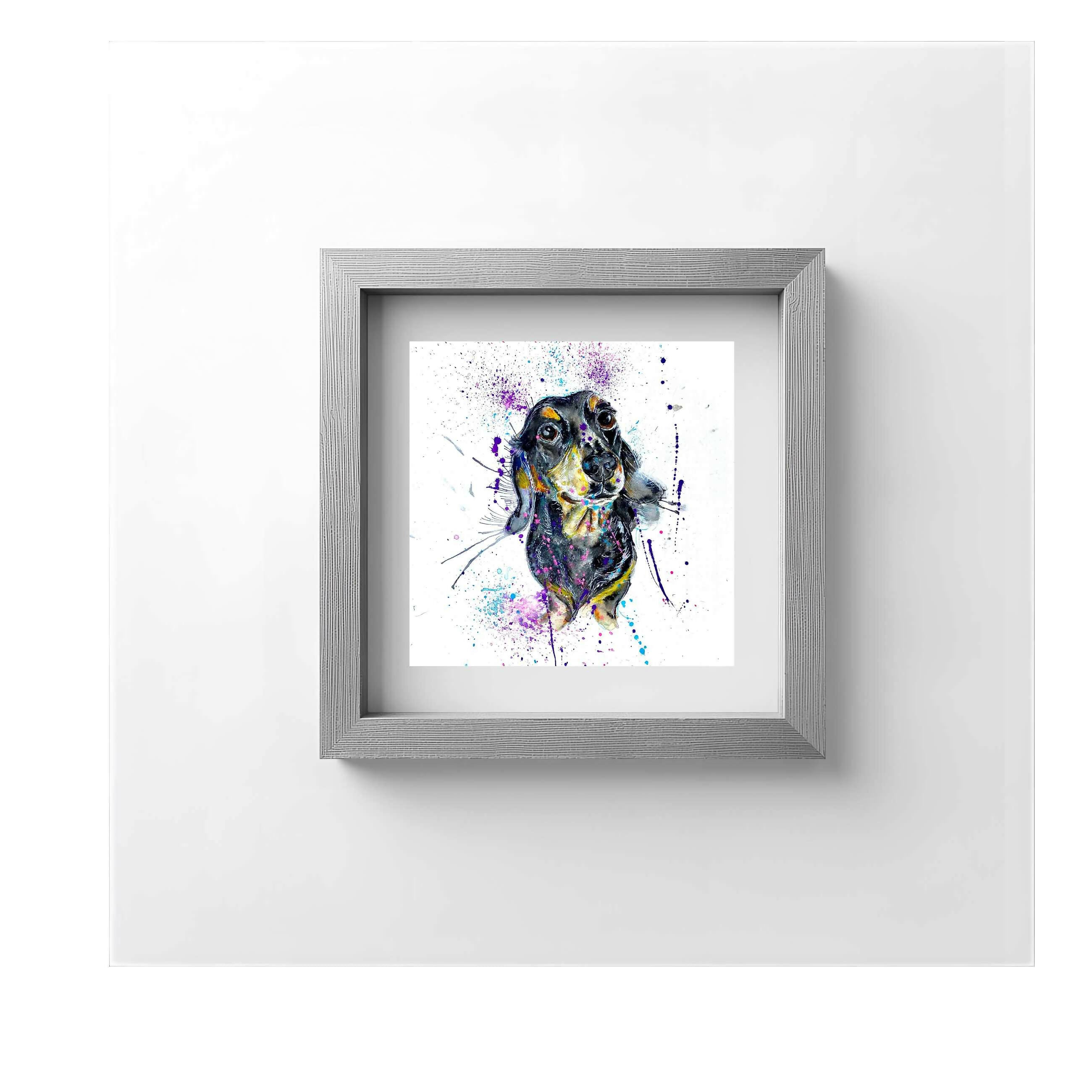 FINE ART PRINT OF MINIATURE DACHSHUND, PART OF THE 'LITTLE MINI TREASURE' ART COLLECTION