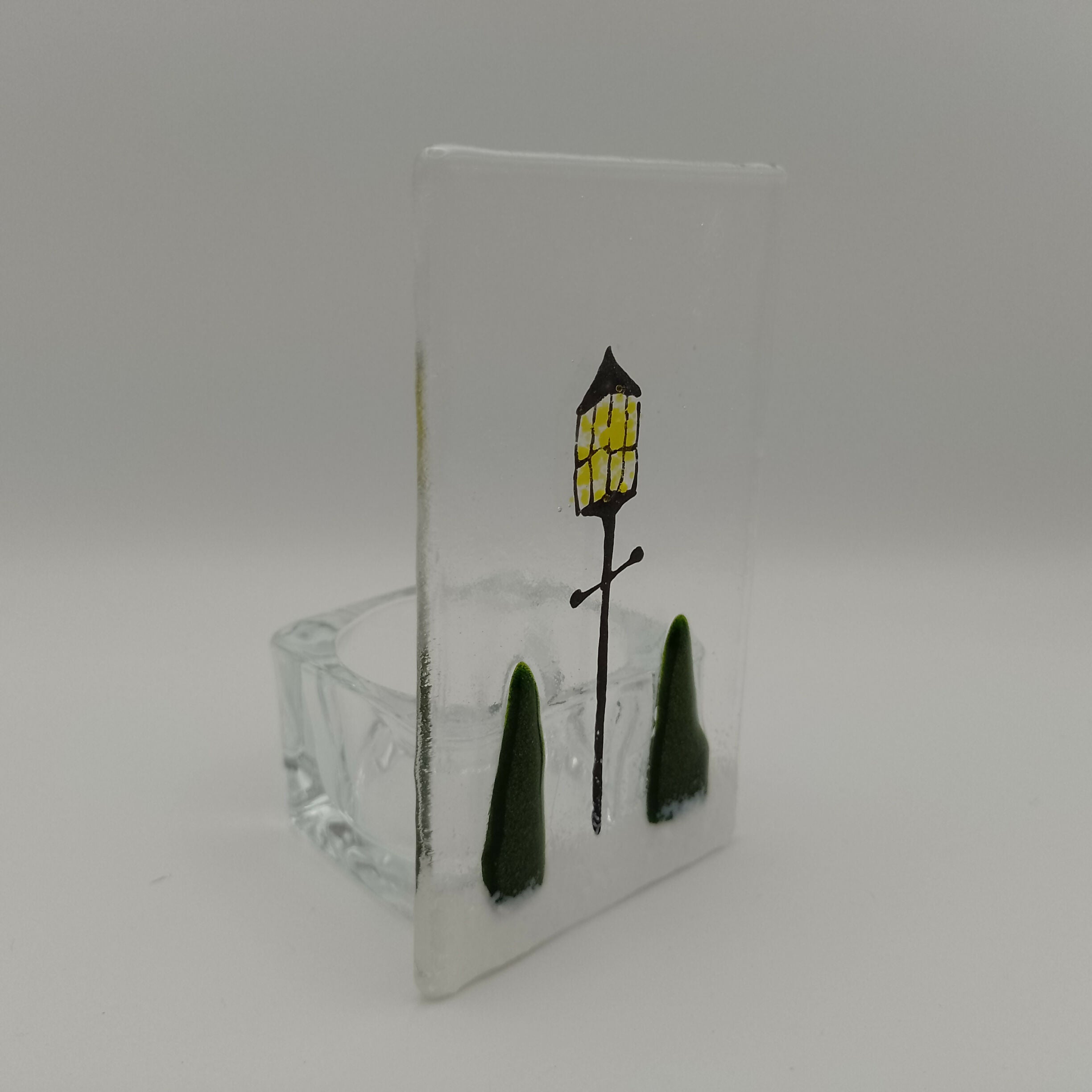 Fused Glass Christmas Tree and Light Tealight