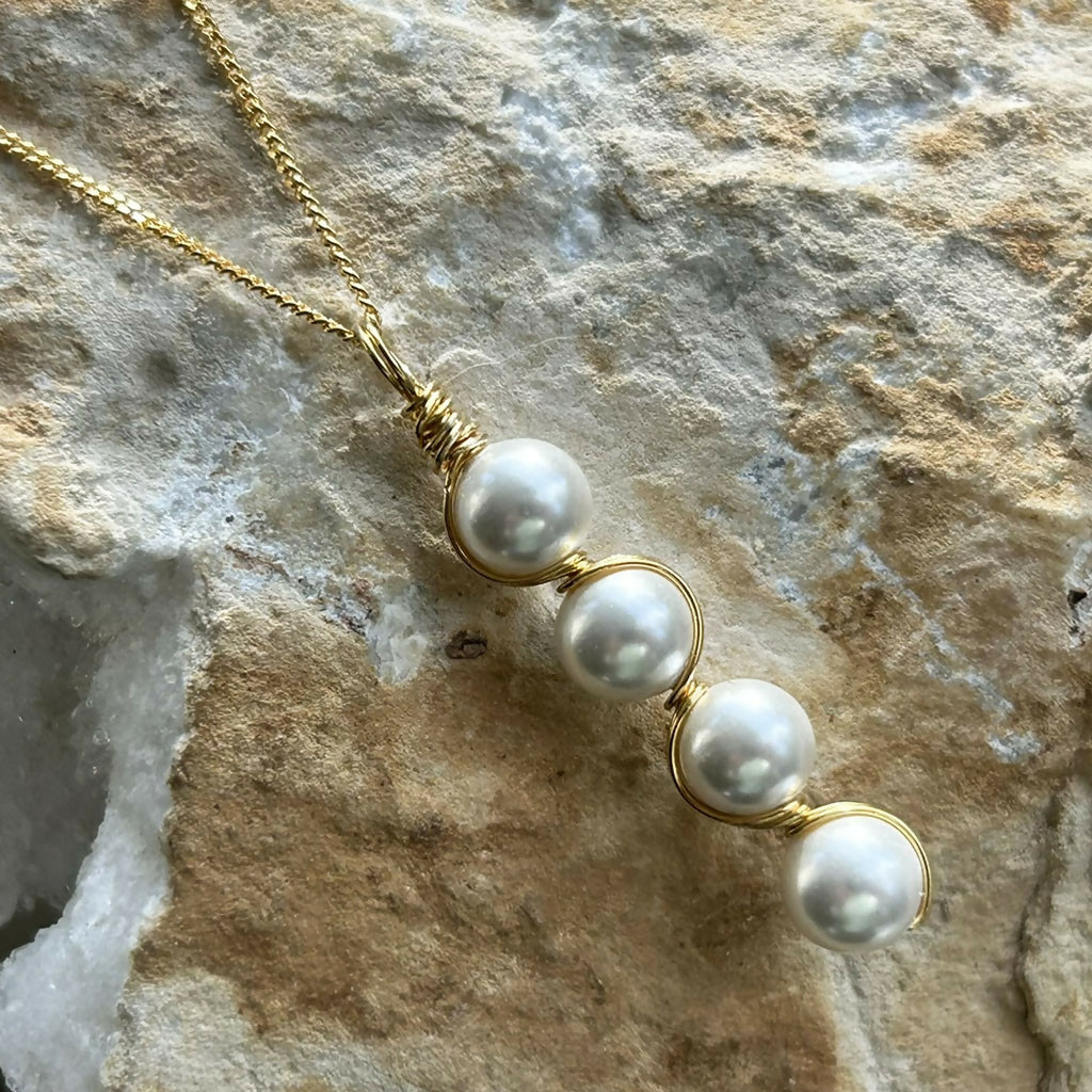 Handmade Gold Vermeil Shell Pearl Drop Necklace