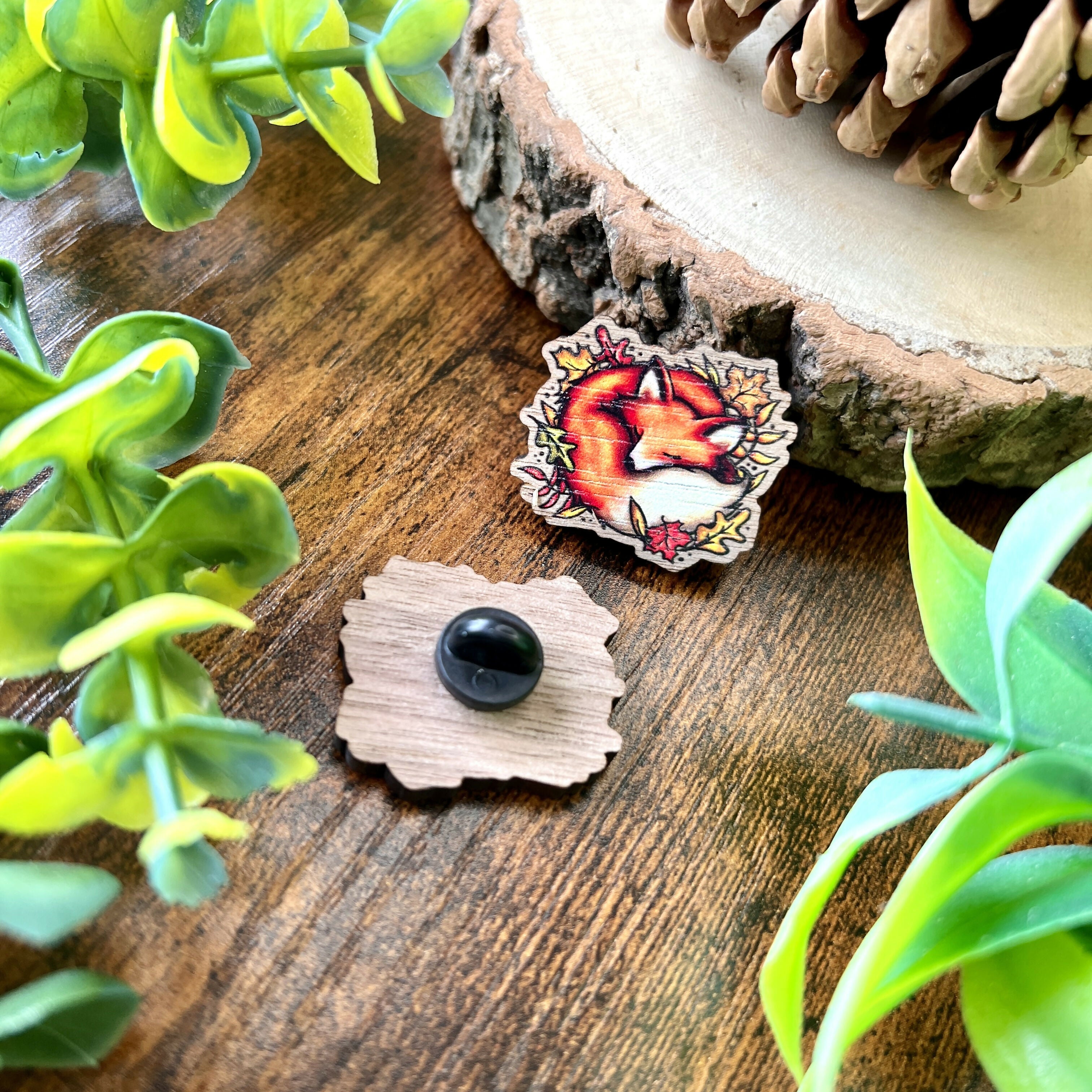 Sleeping Fox Wooden Pin | Adorable Autumn | Art & Soul