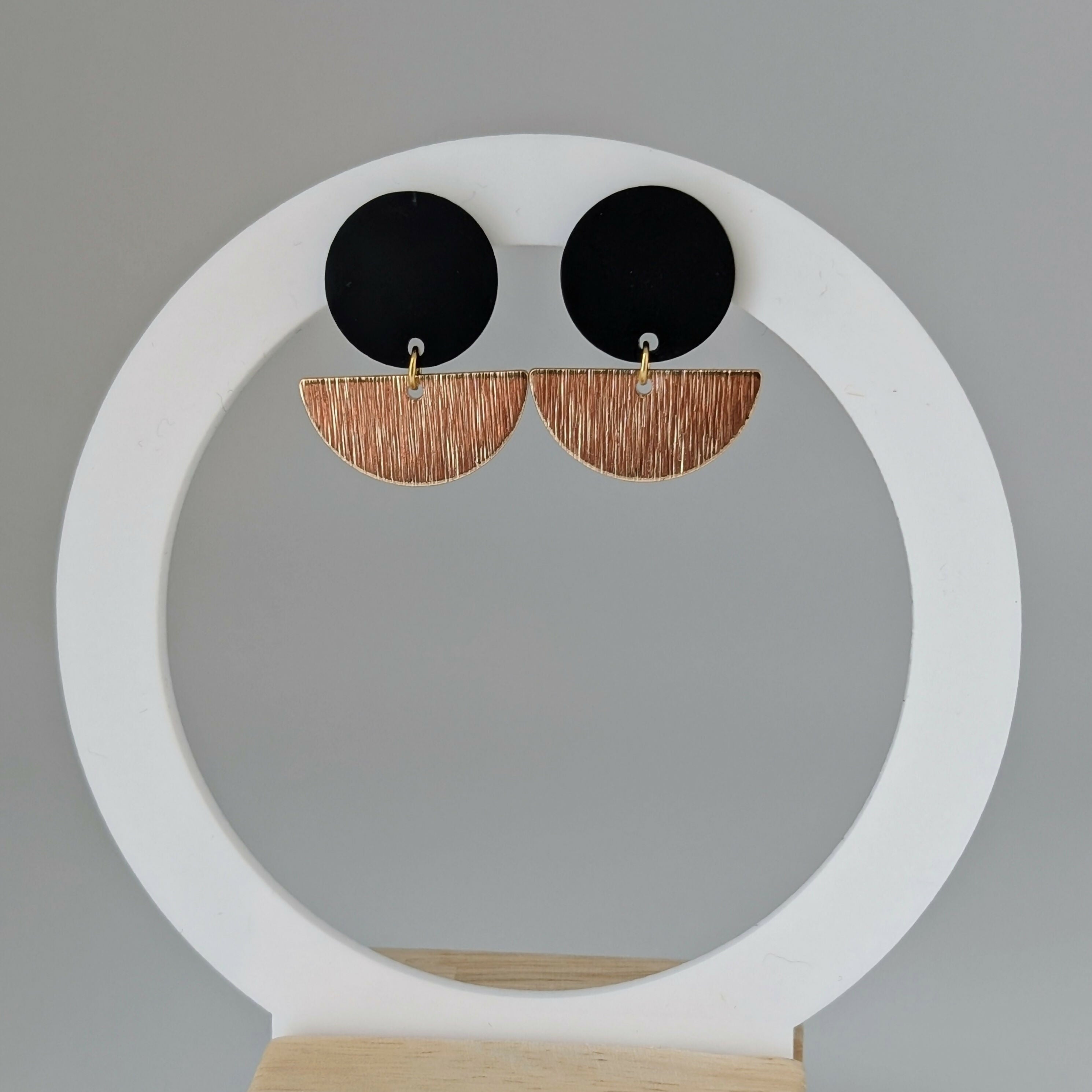 Black Geometric Earrings in Gold or Silver