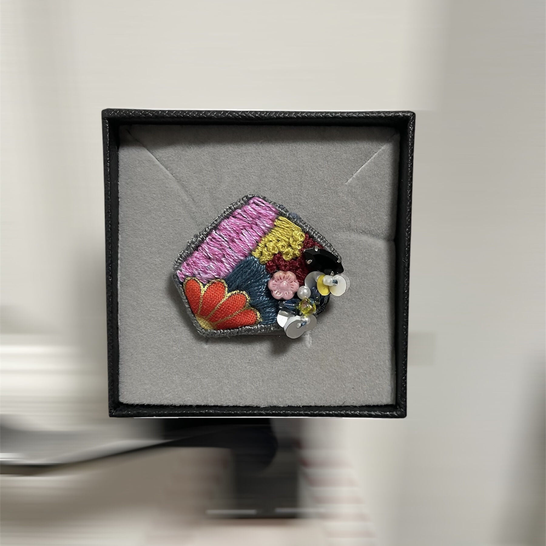 Crystal Embroidery Brooch