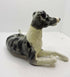 Ceramic Rough coated lurcher dog sculpture, merle