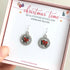 Real Christmas Tree Leaves Red Bow Earrings Sterling Silver