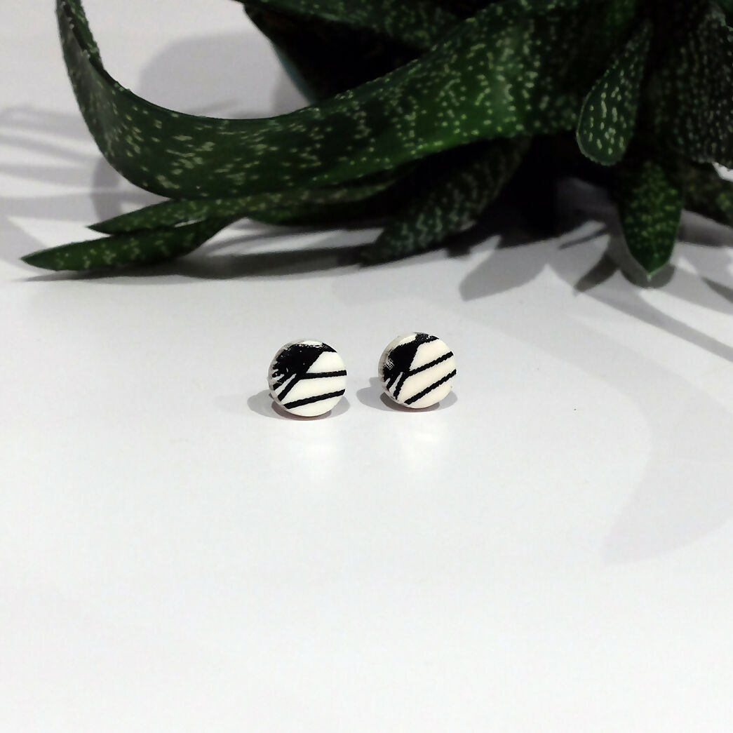 Art Deco Stud Earrings - Handmade Polymer Clay - Polly Plant