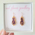 Real Flower Cat Purple Petal Earrings Gold Plated
