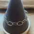 Sterling Silver Unisex Oval Luna Link Bracelet 8 inches - Adjustable