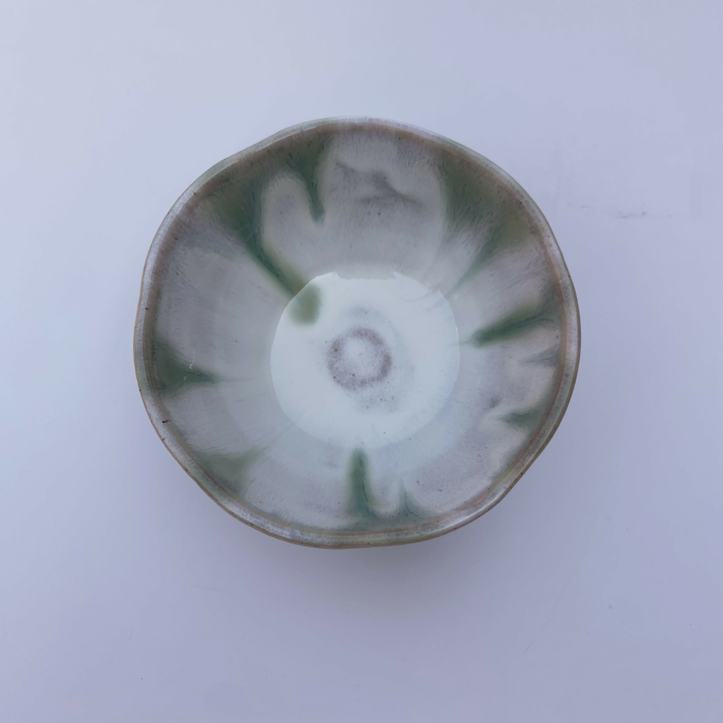 Handmade Ceramic White and Green Trinket Dish