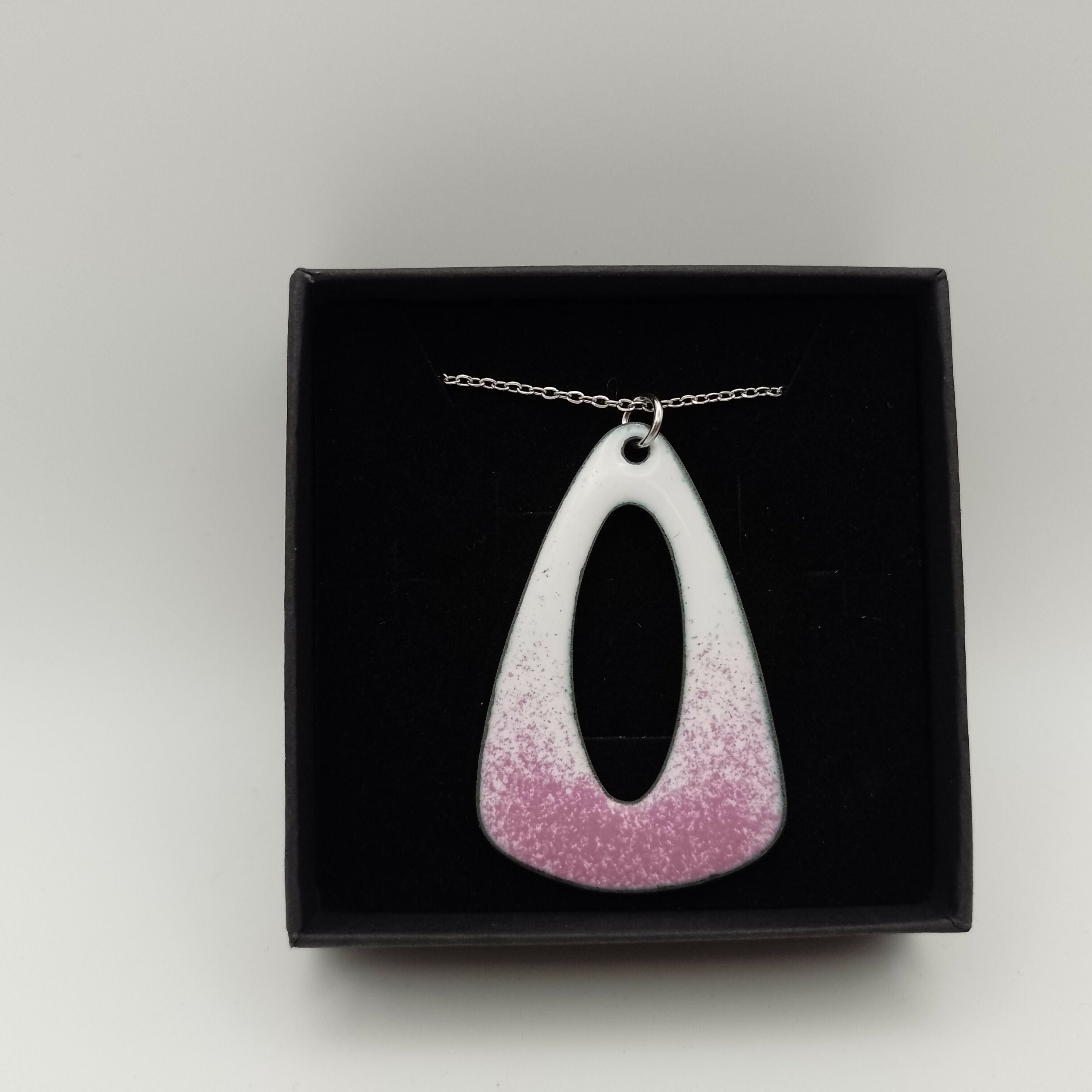 White Enamel Pendant with Pink Sprinkled Effect