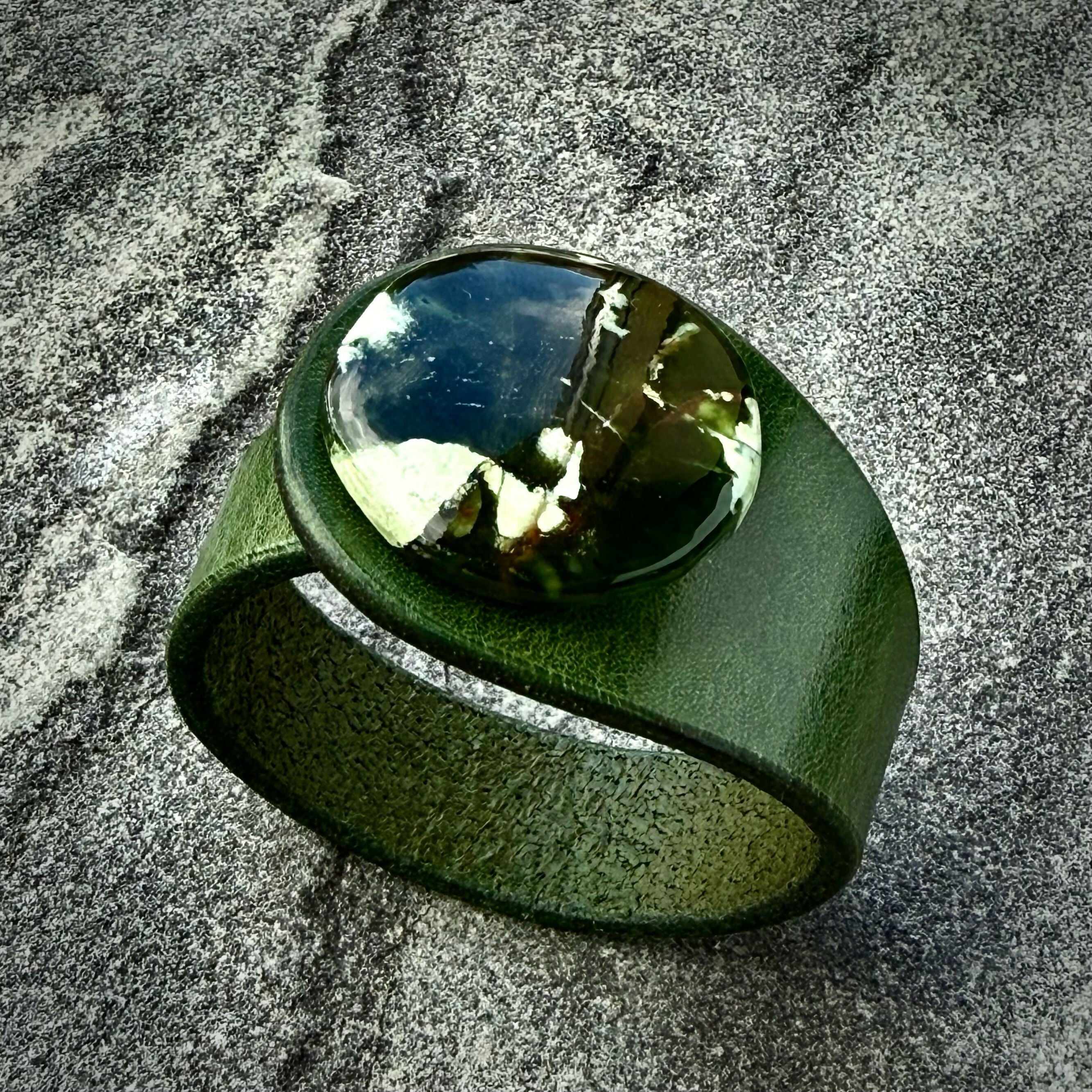 Handcrafted Natural Leather & Chrome Chalcedony Gemstone Bracelet - Size S or M