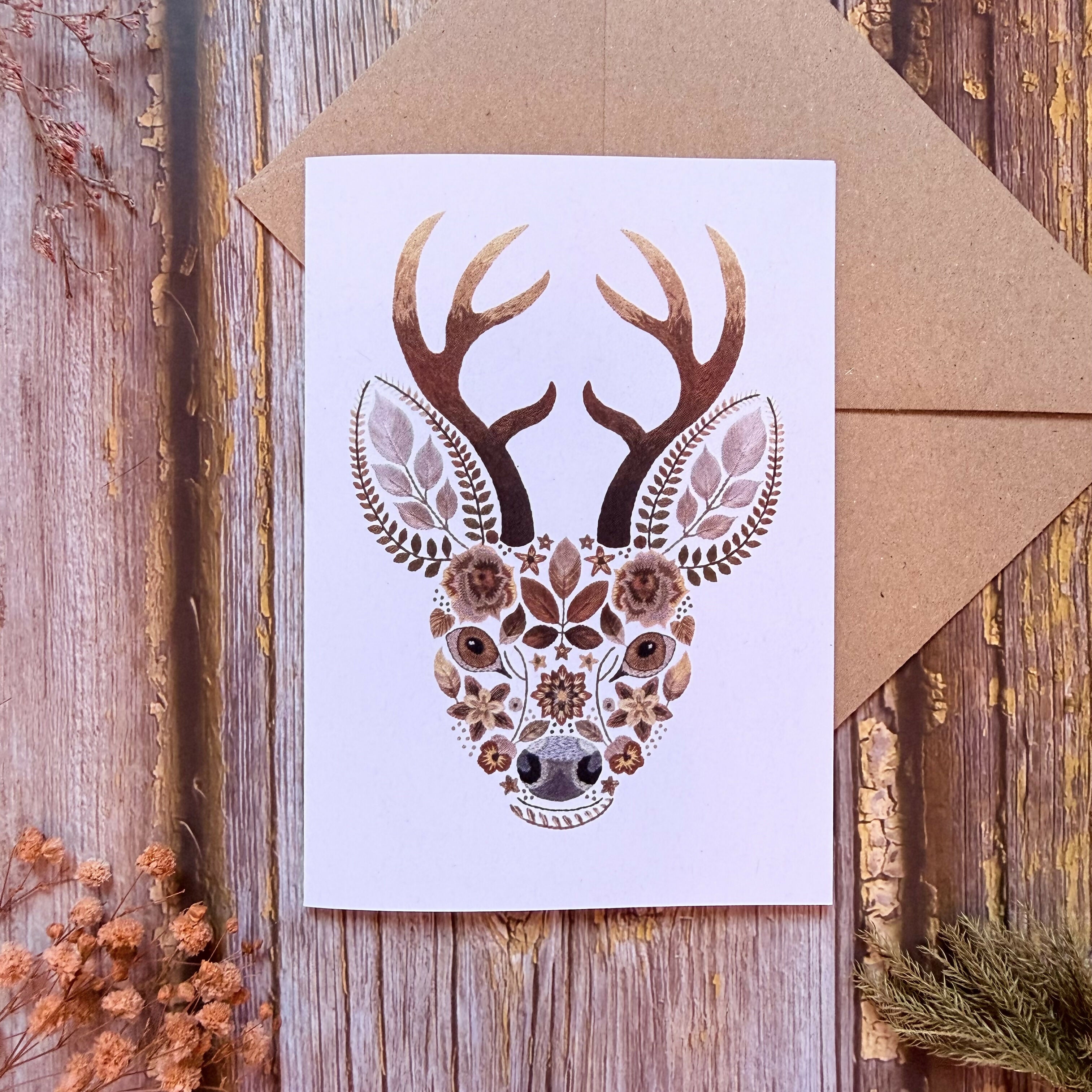 Folklore Stag Greetings Card