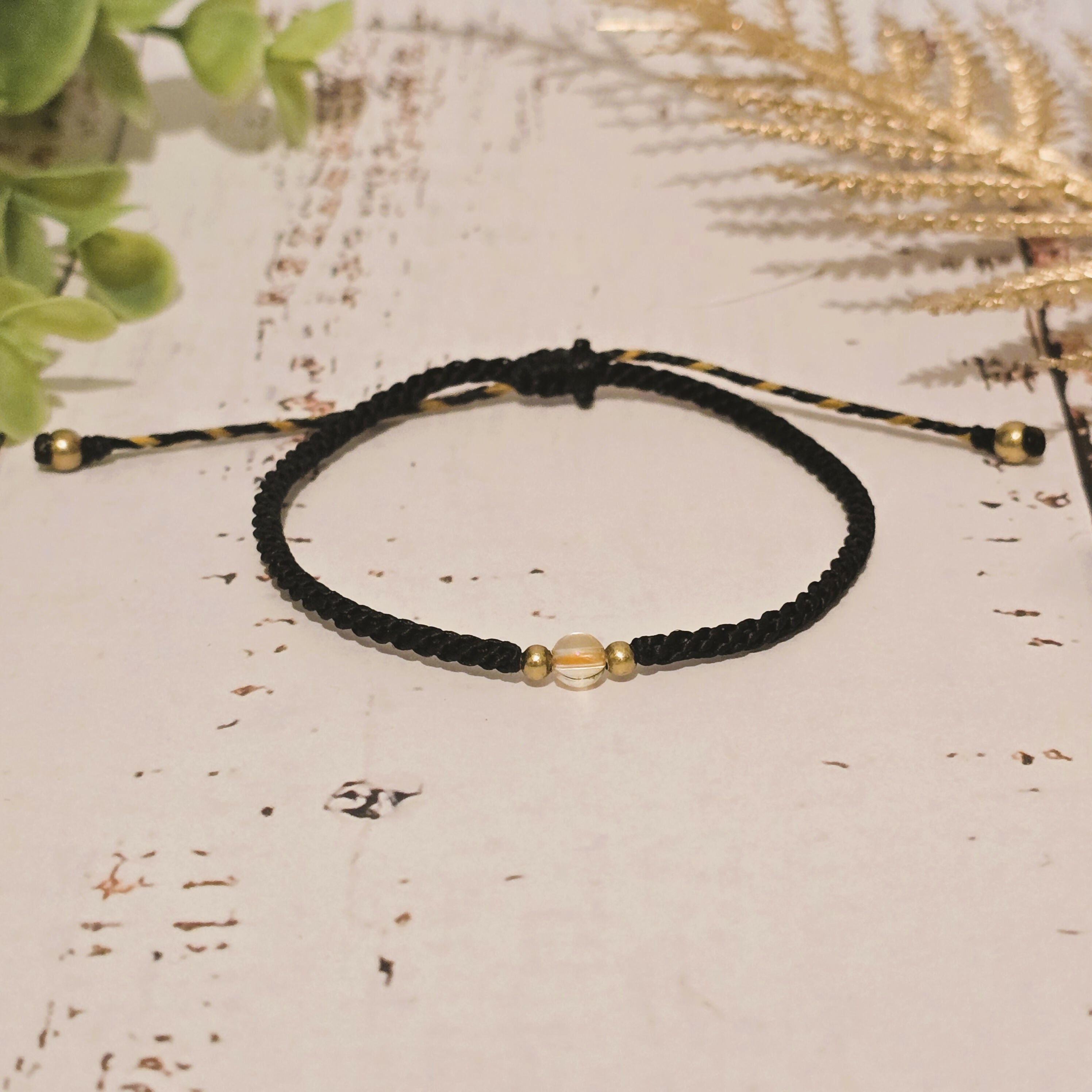 Citrine Birthstone Bracelet; Single Crystal Macrame Adjustible November Gift Bracelet
