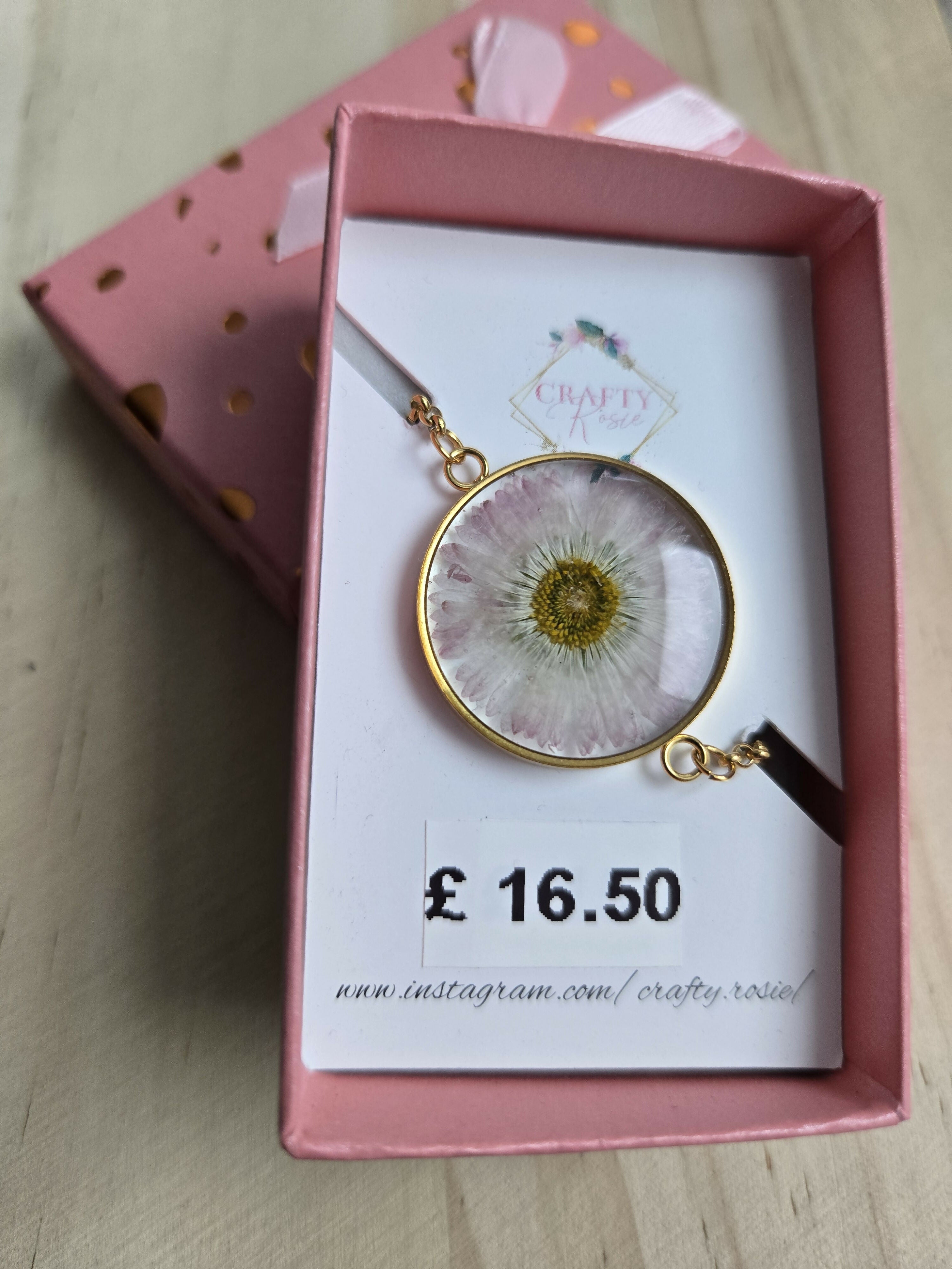 Stainless Steel Real Daisy Flower Bracelet