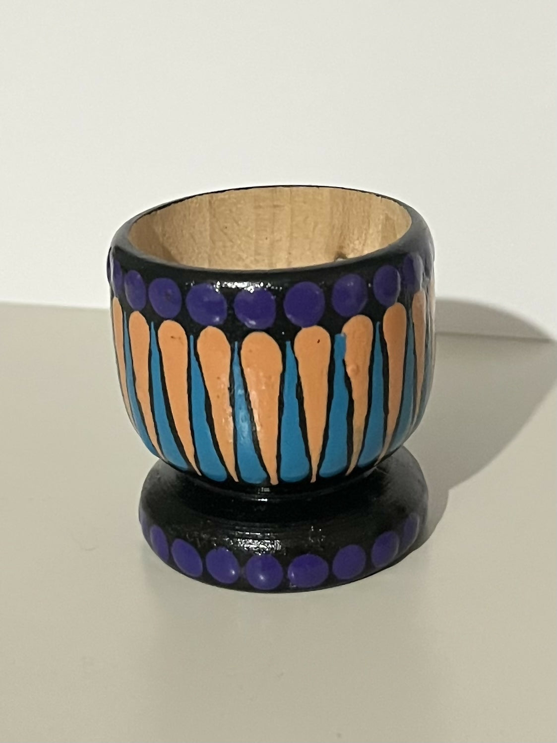 Hand Painted Wooden Egg Cup
