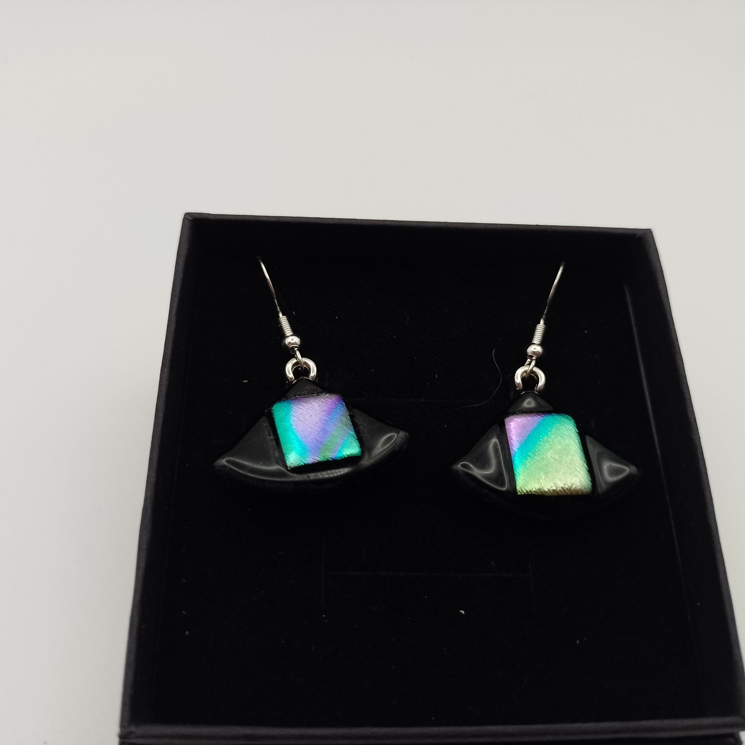 Triangular Dichroic Glass Earrings