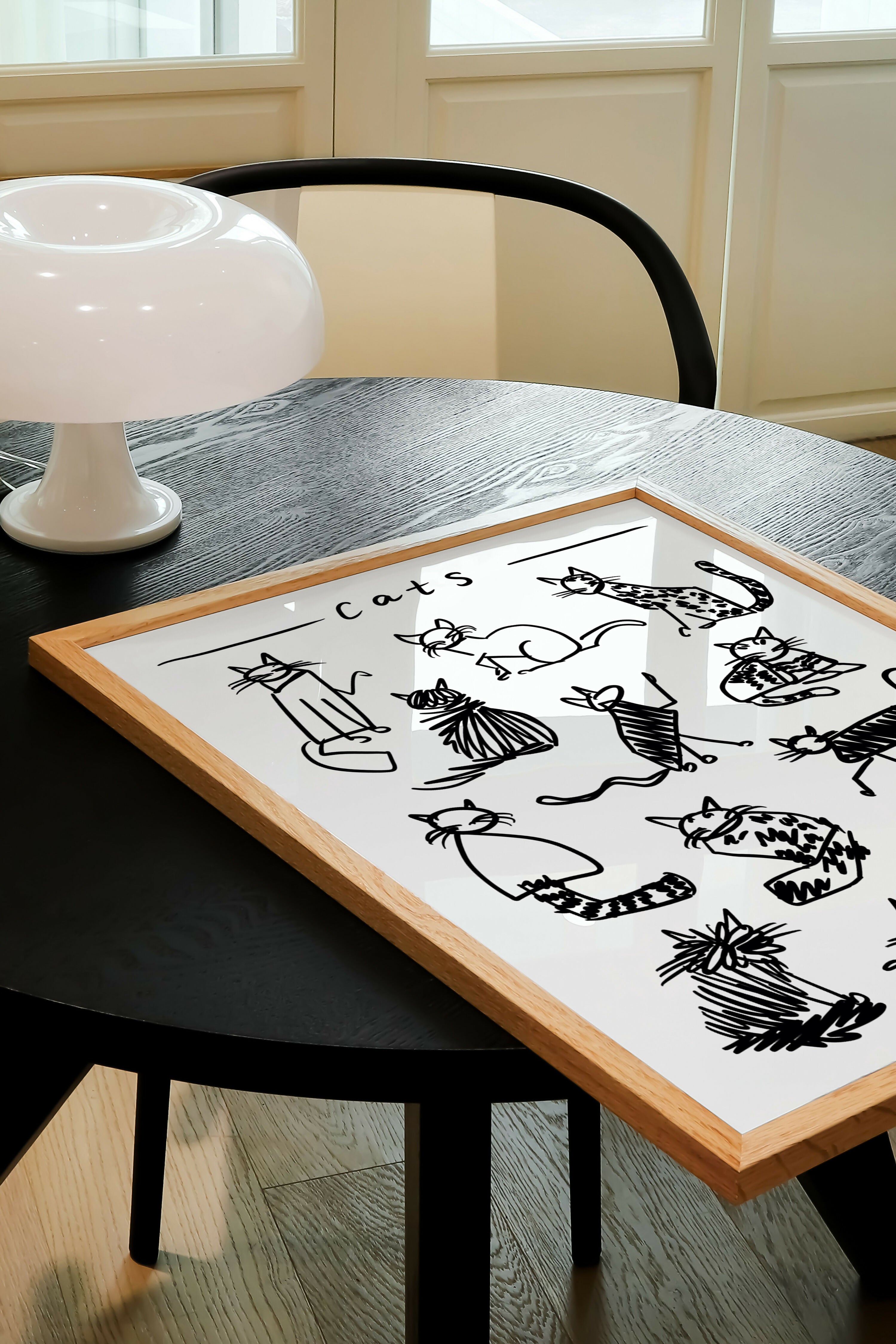 Black and White Cats Art Print