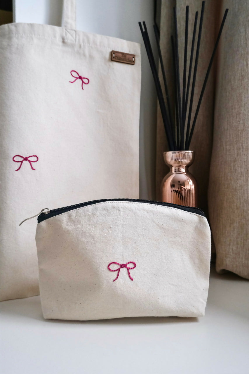 Hand Embroidered Bow Pouch