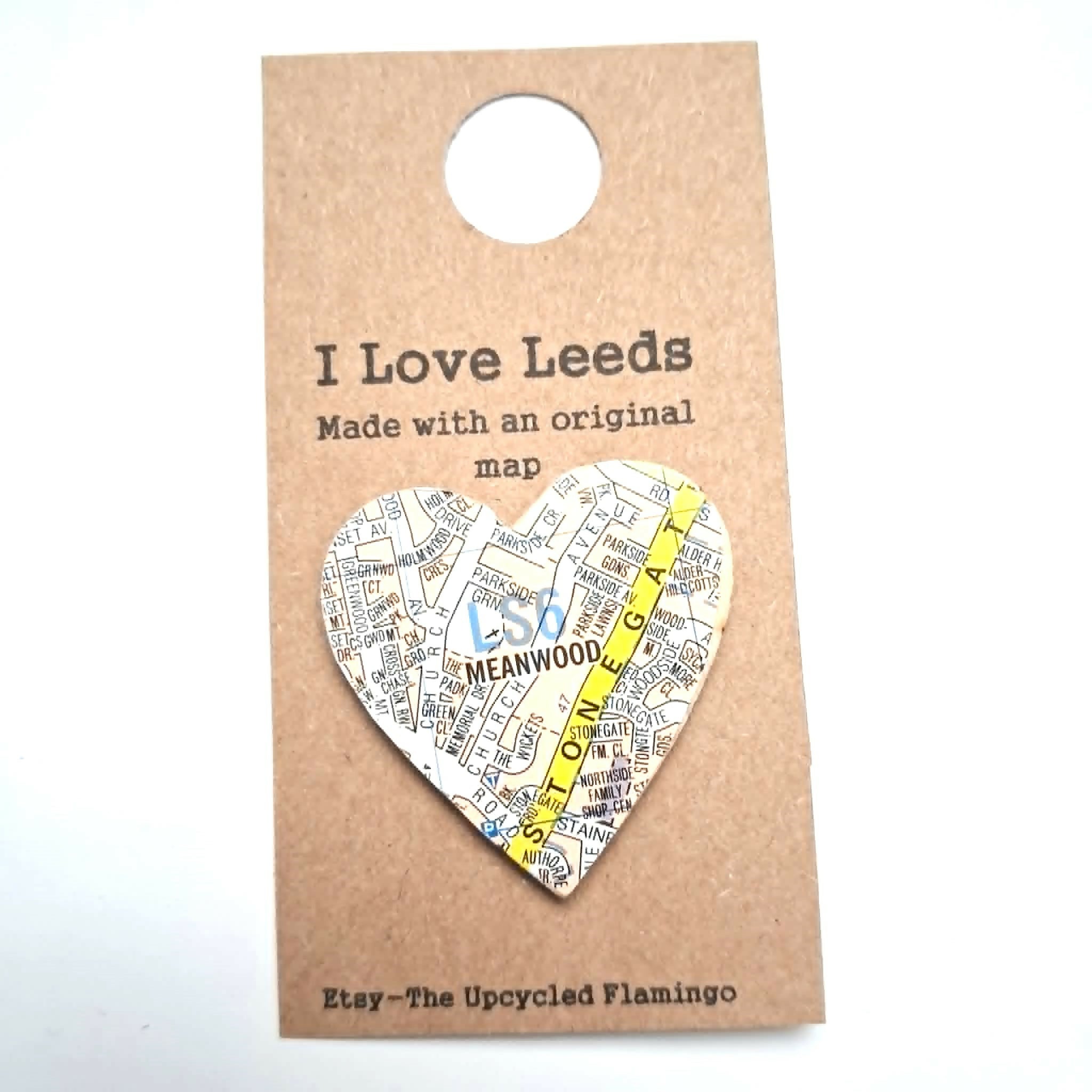 Heart Shaped Meanwood Leeds Map Magnet