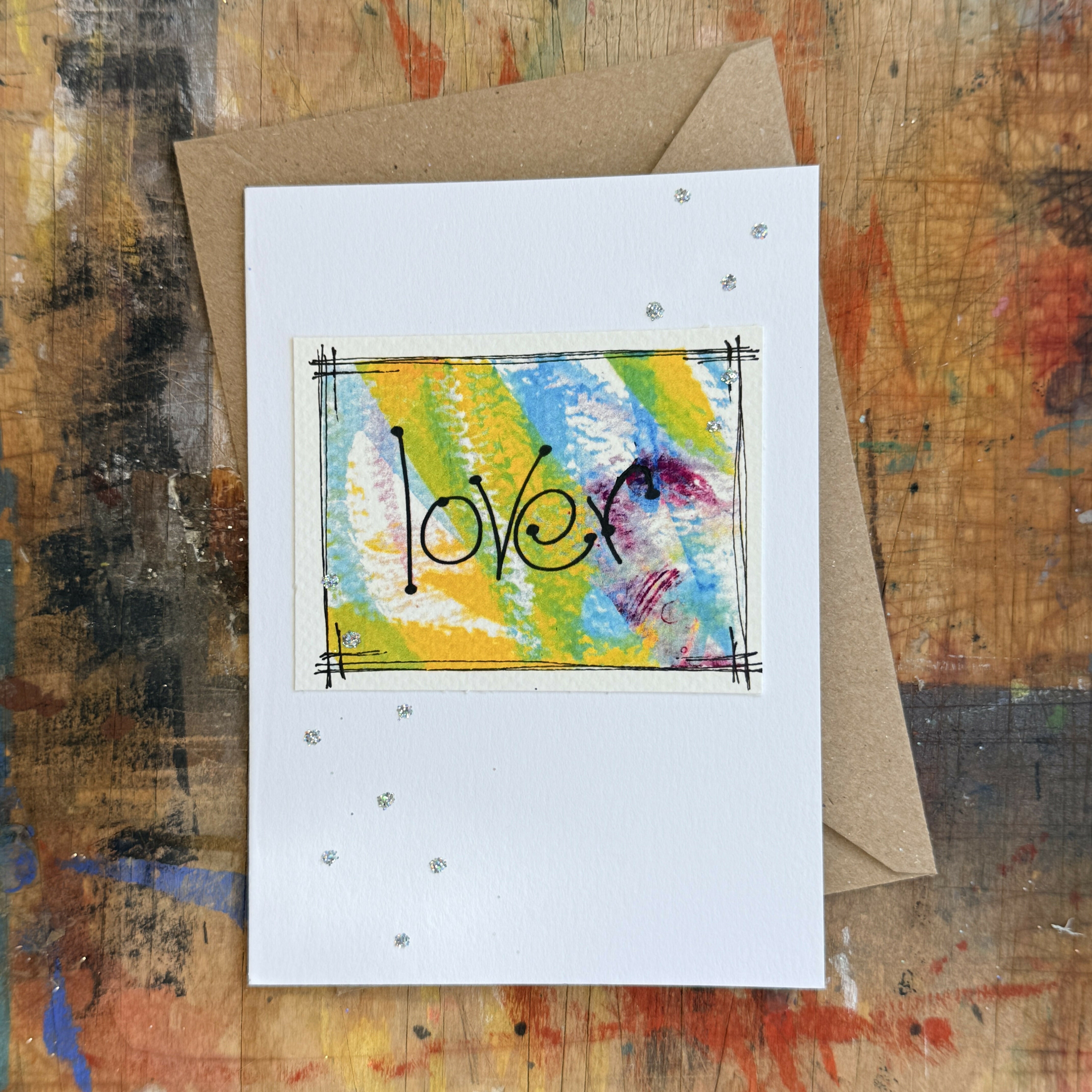 Abstract Lover Card in Blue
