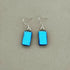 Light Blue Dichroic Fused Glass Dangle Sterling Silver Earrings - Handmade by Jade Tapson Glass.